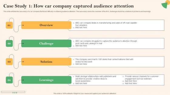 Social Media Marketing To Boost Case Study 1 How Car Company Captured Audience Summary Pdf