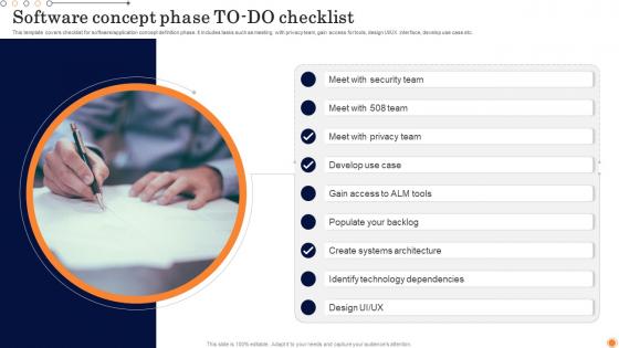 Software Concept Phase To Do Checklist Design And Develop Customized Software Guides Rules Pdf