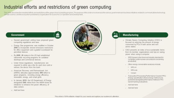 Solar Computing IT Industrial Efforts And Restrictions Of Green Computing Solar Computing IT Industrial Efforts And Restrictions Of Green Computing