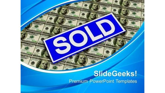 Sold Rider Sign Over Dollars Marketing PowerPoint Templates Ppt Backgrounds For Slides 0113