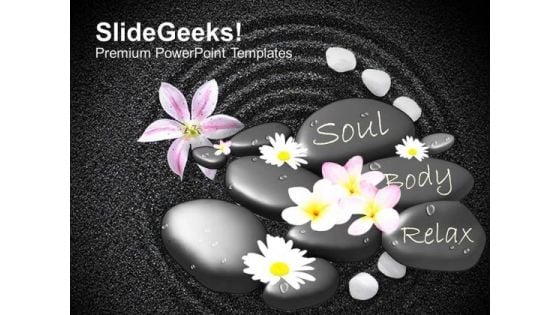 Spa Massage Stones With Flowers On Beautiful PowerPoint Templates Ppt Backgrounds For Slides 0113