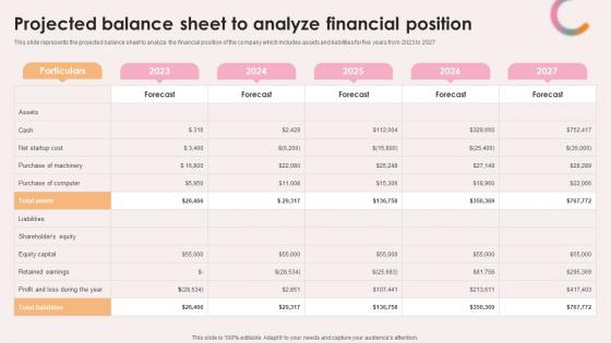 Spa Resort Business Plan Projected Balance Sheet To Analyze Financial Position BP SS V Spa Resort Business Plan Projected Balance Sheet To Analyze Financial Position BP SS V