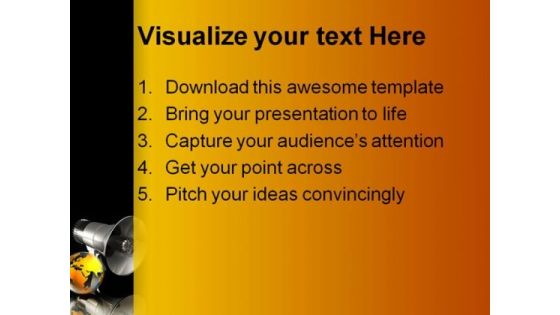 Speaking To The World Globe PowerPoint Themes And PowerPoint Slides 0211