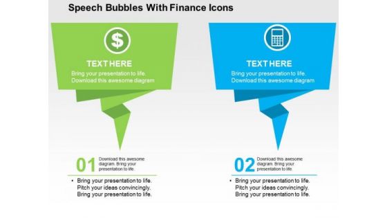 Speech Bubbles With Finance Icons PowerPoint Templates