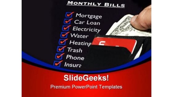 Spending Money On Bills Finance PowerPoint Themes And PowerPoint Slides 0811