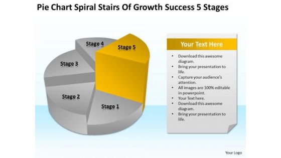 Spiral Stairs Of Growth Success 5 Stages Ppt Business Plan Template PowerPoint Slides