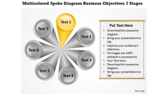 Spoke Diagram Business Objectives 7 Stages Plan Structure PowerPoint Templates