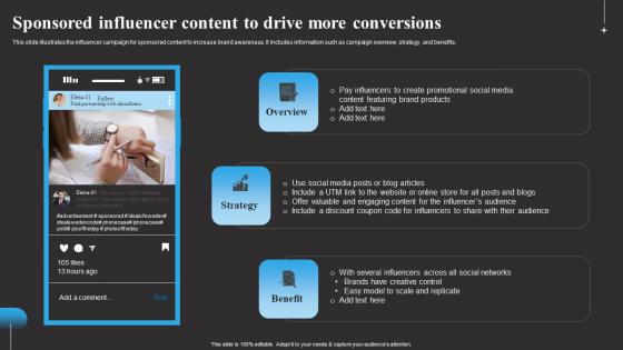 Sponsored Influencer Content To Drive Tracking Word Mouth Marketing Infographics PDF