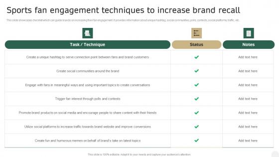 Sports Fan Engagement Techniques To Increase Brand Recall In Depth Campaigning Guide Ideas PDF