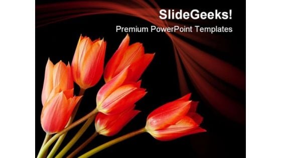 Spray Of Tulips Nature PowerPoint Templates And PowerPoint Backgrounds 0211