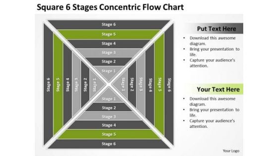 Square 6 Stages Concentric Flow Chart Ppt Business Plan PowerPoint Template