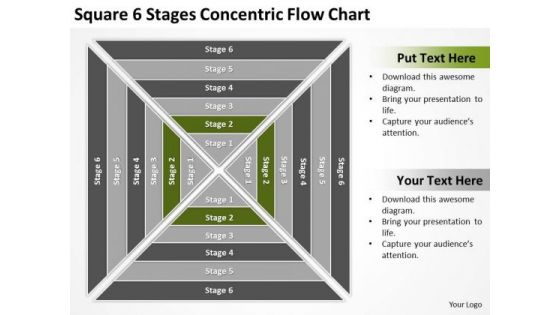 Square 6 Stages Concentric Flow Chart Ppt Business Plan PowerPoint Templates