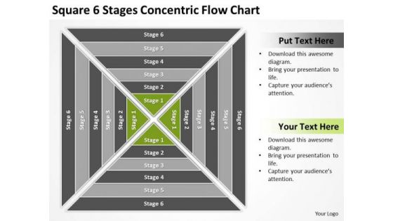 Square 6 Stages Concentric Flow Chart Ppt Business Plan Sample PowerPoint Templates