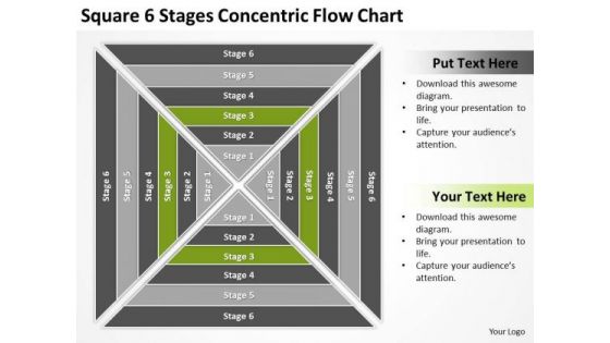 Square 6 Stages Concentric Flow Chart Ppt Template For Business Plan PowerPoint Templates