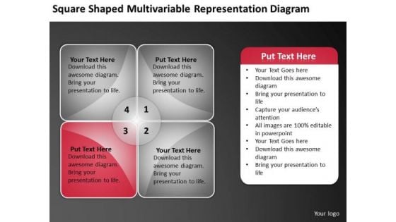 Square Shaped Multivariable Representation Diagram Ppt Startup Business Plan PowerPoint Slides