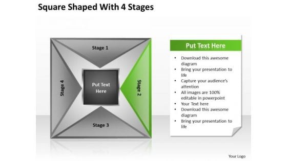 Square Shaped With 4 Stages Ppt Basic Business Plan PowerPoint Templates