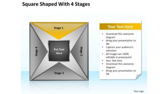 Square Shaped With 4 Stages Ppt Small Business Administration Plan PowerPoint Slides