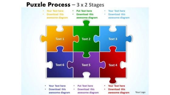 Srategy Diagram Puzzle Process 3 X 2 Stages Business Diagram