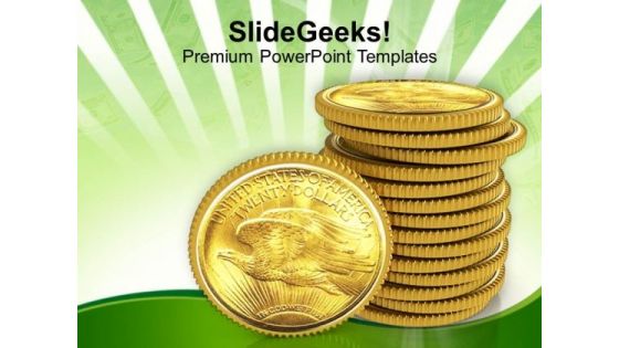 Stack Of American Dollar Coins PowerPoint Templates Ppt Backgrounds For Slides 0113