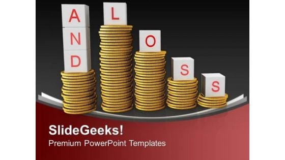 Stack Of Coins With Loss And Profit Finance PowerPoint Templates Ppt Backgrounds For Slides 0213