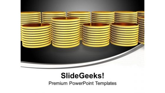 Stack Of Golden Coins Finance PowerPoint Templates Ppt Backgrounds For Slides 0113