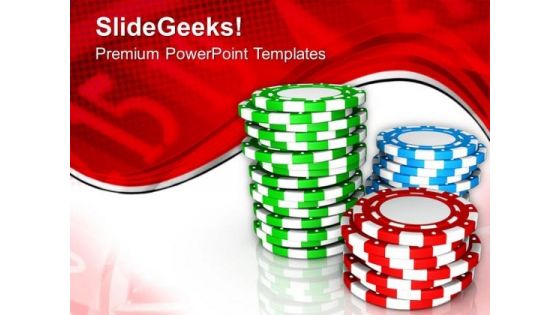 Stack Of Poker Chips For Casino Theme PowerPoint Templates Ppt Backgrounds For Slides 0513