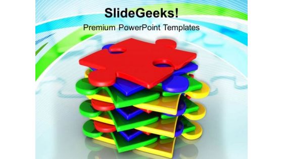 Stack Of Puzzles Pieces Business Concept PowerPoint Templates Ppt Backgrounds For Slides 0313