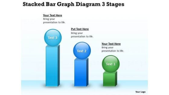 Stacked Bar Graph Diagram 3 Stages Business Plan Outline PowerPoint Templates