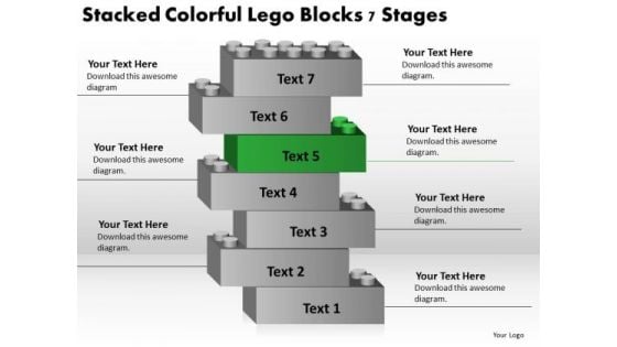 Stacked Colorful Lego Blocks 7 Stages Ppt Business Plan PowerPoint Slide