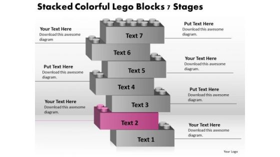 Stacked Colorful Lego Blocks 7 Stages Ppt Business Planning PowerPoint Templates