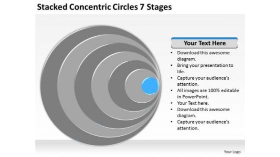 Stacked Concentric Circles 7 Stages Best Business Plans PowerPoint Templates