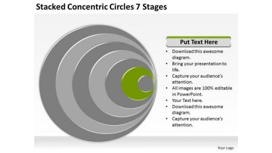 Stacked Concentric Circles 7 Stages Business Plan Free PowerPoint Slides