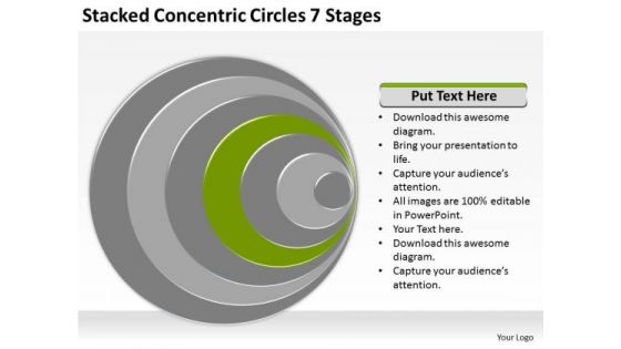 Stacked Concentric Circles 7 Stages Business Plan PowerPoint Templates