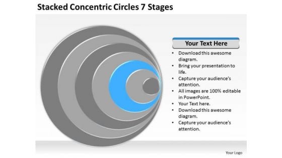 Stacked Concentric Circles 7 Stages Business Plans PowerPoint Slides