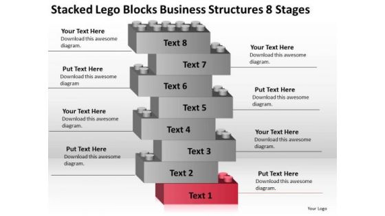 Stacked Lego Blocks Business Structures 8 Stages Ppt Plan PowerPoint Slides