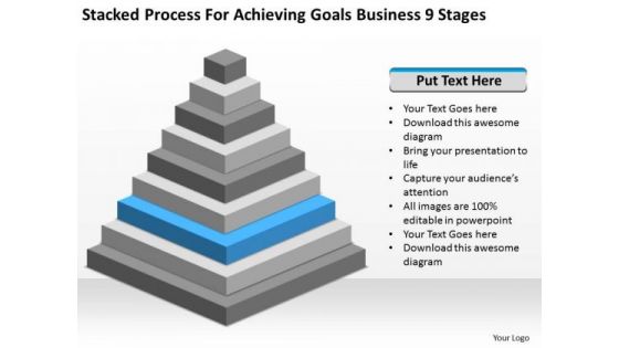 Stacked Process For Achieving Goals Business 9 Stages Plan PowerPoint Slides