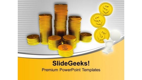 Stacks Of Golden Dollar Coins Finance PowerPoint Templates Ppt Background For Slides 1112