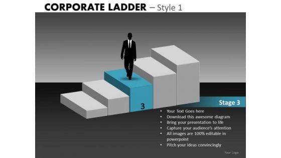 Stage 3 Of 5 Corporate Ladder PowerPoint Templates