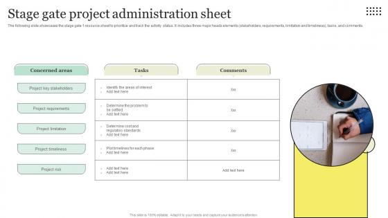 Stage Gate Project Administration Sheet Pictures Pdf