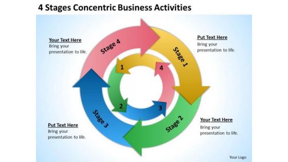 Stages Concentric Business Activities Non Profit Plan Template PowerPoint Templates