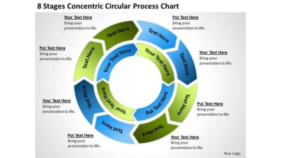 Stages Concentric Circular Process Chart Business Plan PowerPoint Templates