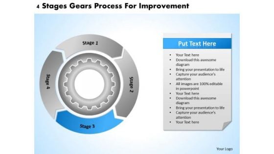 Stages Gears Process For Improvement Business Plan Software Download PowerPoint Slides