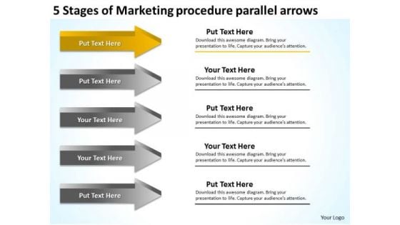 Stages Of Marketing Procedure Parallel Arrows Business Plan Components PowerPoint Templates