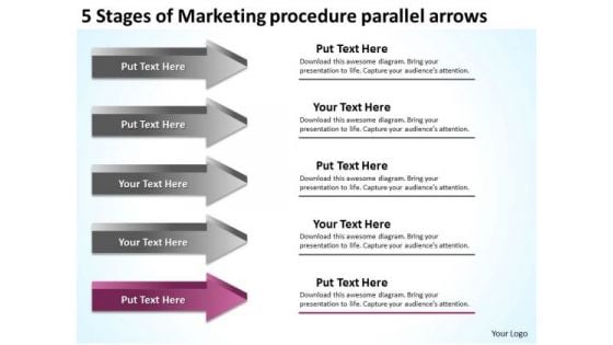 Stages Of Marketing Procedure Parallel Arrows Ppt Business Action Plan Template PowerPoint Slides