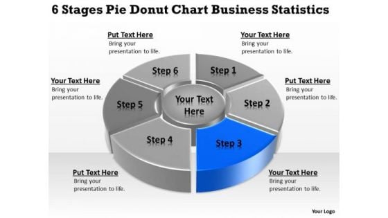 Stages Pie Donut Chart Business Statistics How To Write Up Plan PowerPoint Slides