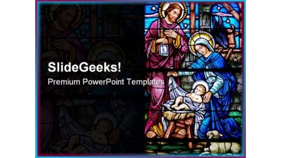 Stained Glass Religion PowerPoint Template 0610