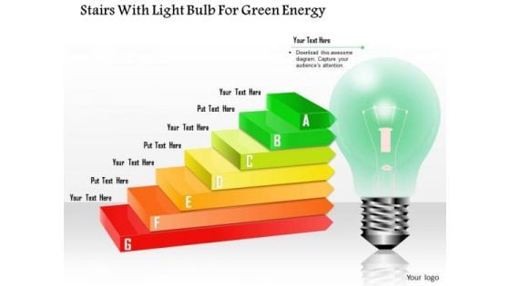 Stairs With Ligh Bulb For Green Energy PowerPoint Template