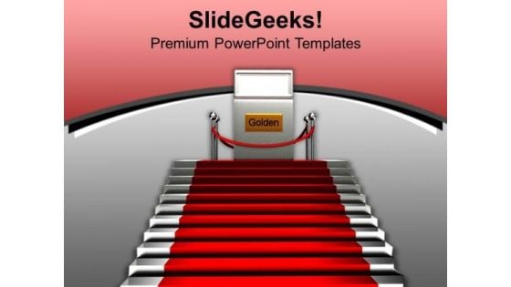 Stairs With Red Carpet Winner Concept PowerPoint Templates Ppt Backgrounds For Slides 0213