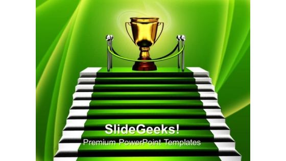 Stairs With Trophy Success PowerPoint Templates And PowerPoint Themes 0712