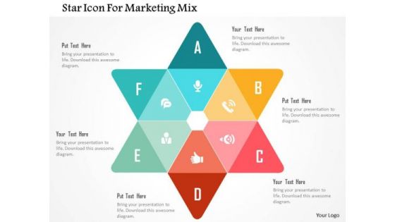 Star Icon For Marketing Mix Presentation Template